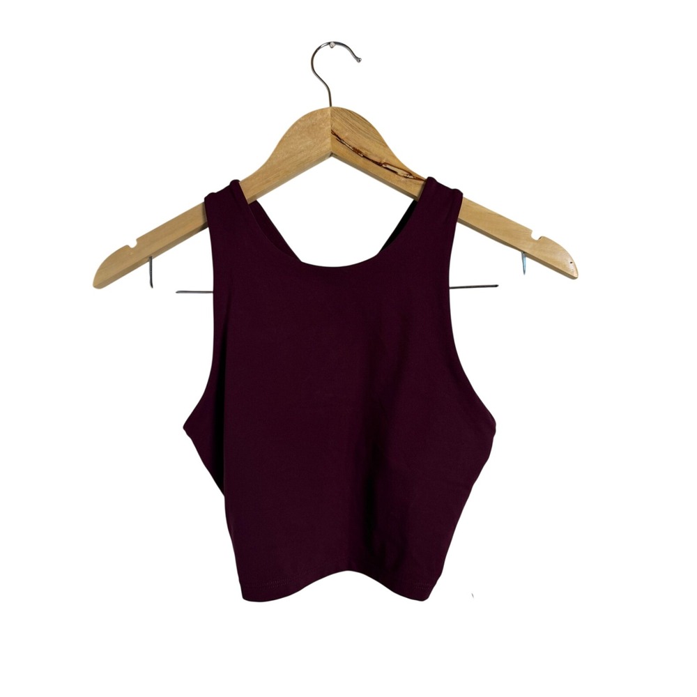 Quince Ultra-Form High-Neck Cropped Tank XS Plum Racerback Activewear